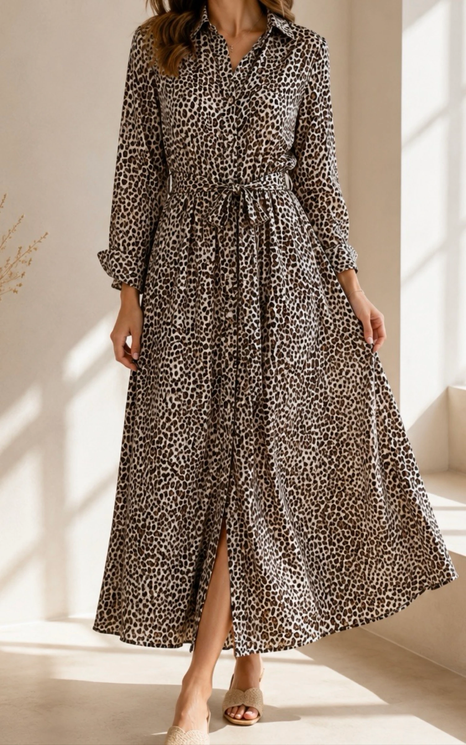 Millenium maxi dress leopard print with tie belt size M – photo 2